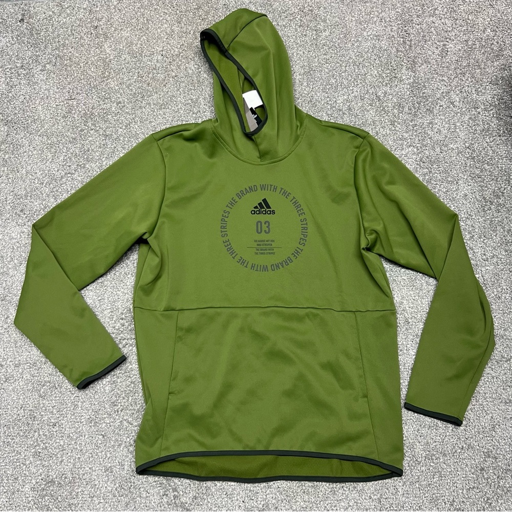 Adidas Sweatshirt Large Olive Green Team Issue Badge Of Sport Hoodie EI8382 New